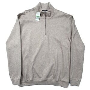 Scott Barber Quarter Zip Pullover Sweater Mens L Beige Pima Cotton Mock Neck NWT
